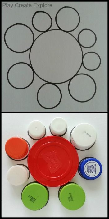 Play Create Explore Tracing Bottle Caps And Lids To Make An Outline Play Create Explore Tracing Bottle Caps And Lids To Make An Outline
