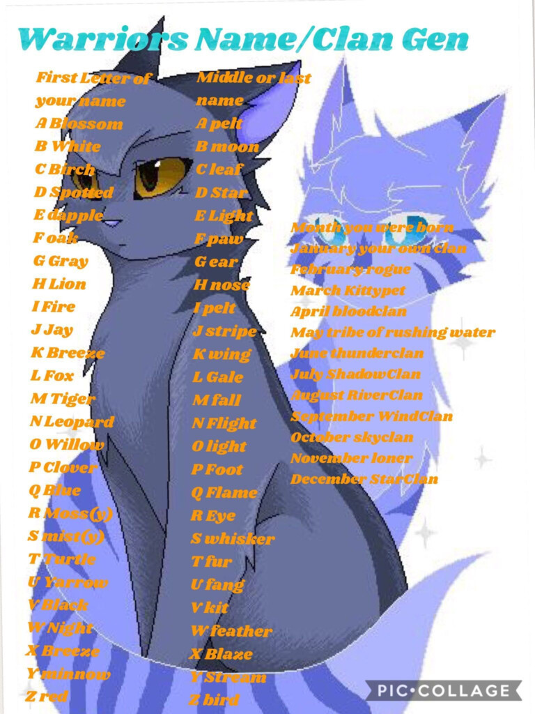 Warrior Cats Name clan Gen CatNames Warrior Cat Names Warrior Cats 