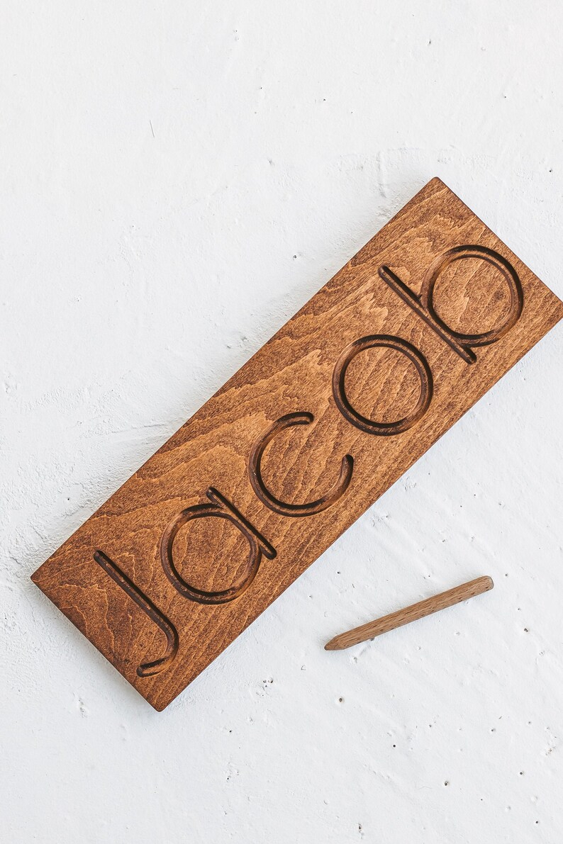 Wooden Tracing Board Name Sign Personalized Gift For Kids Preschool 
