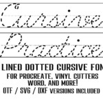 Dotted Cursive Font Lined Cursive Handwriting Practice Font Etsy