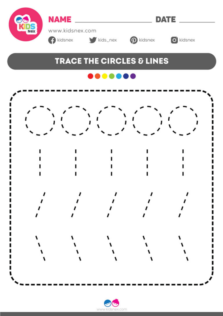 Tracing circles and lines free printable kids nex tracing lines name